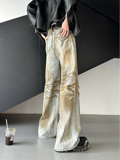 Damaged denim straight pants OR3800 - ORUN