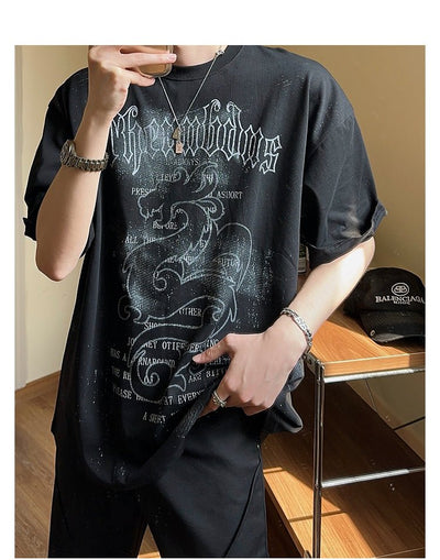 Dragon print T - shirt OR3218 - ORUN