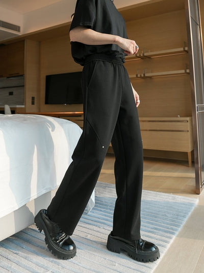 Elastic waist straight slacks OR2828 - ORUN