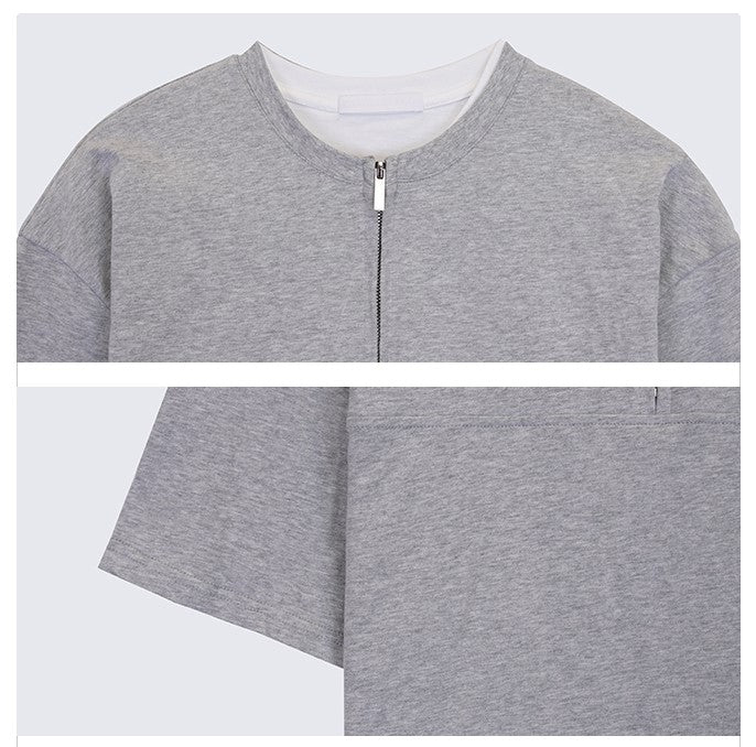 Fake two-piece zipper T-shirt OR3100 - ORUN