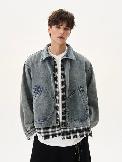 Faux layered denim jacket OR4076 - ORUN