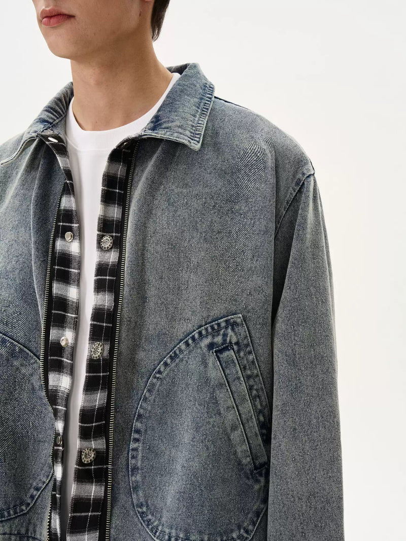 Faux layered denim jacket OR4076 - ORUN