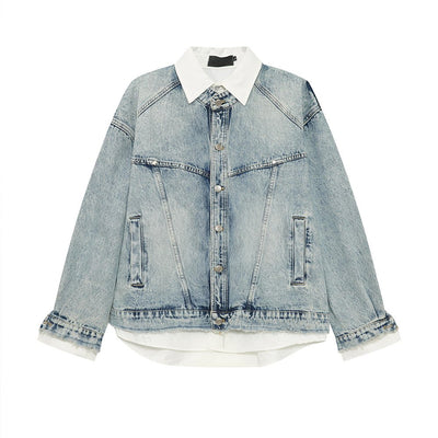 Faux layered shirt denim jacket OR3480 - ORUN