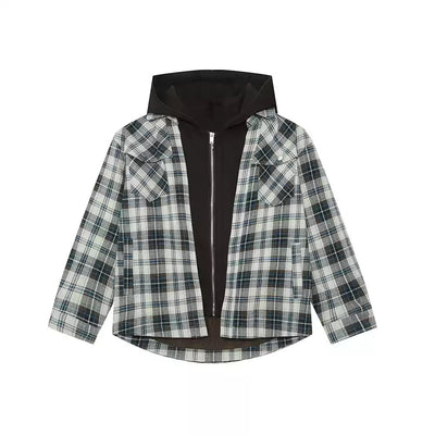 Faux two - piece plaid jacket OR3915 - ORUN