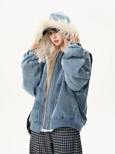 【裏ボア】Fur collar denim jacket OR3942 - ORUN