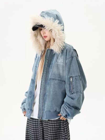 【裏ボア】Fur collar denim jacket OR3942 - ORUN