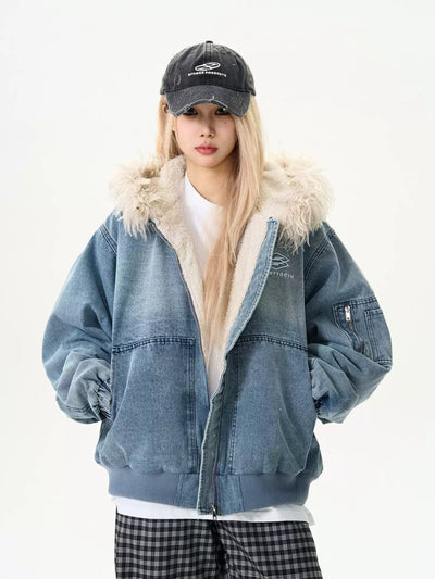 【裏ボア】Fur collar denim jacket OR3942 - ORUN