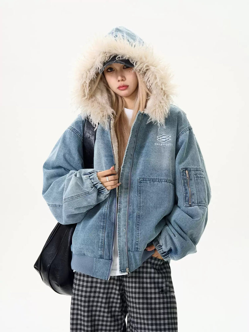 【裏ボア】Fur collar denim jacket OR3942 - ORUN