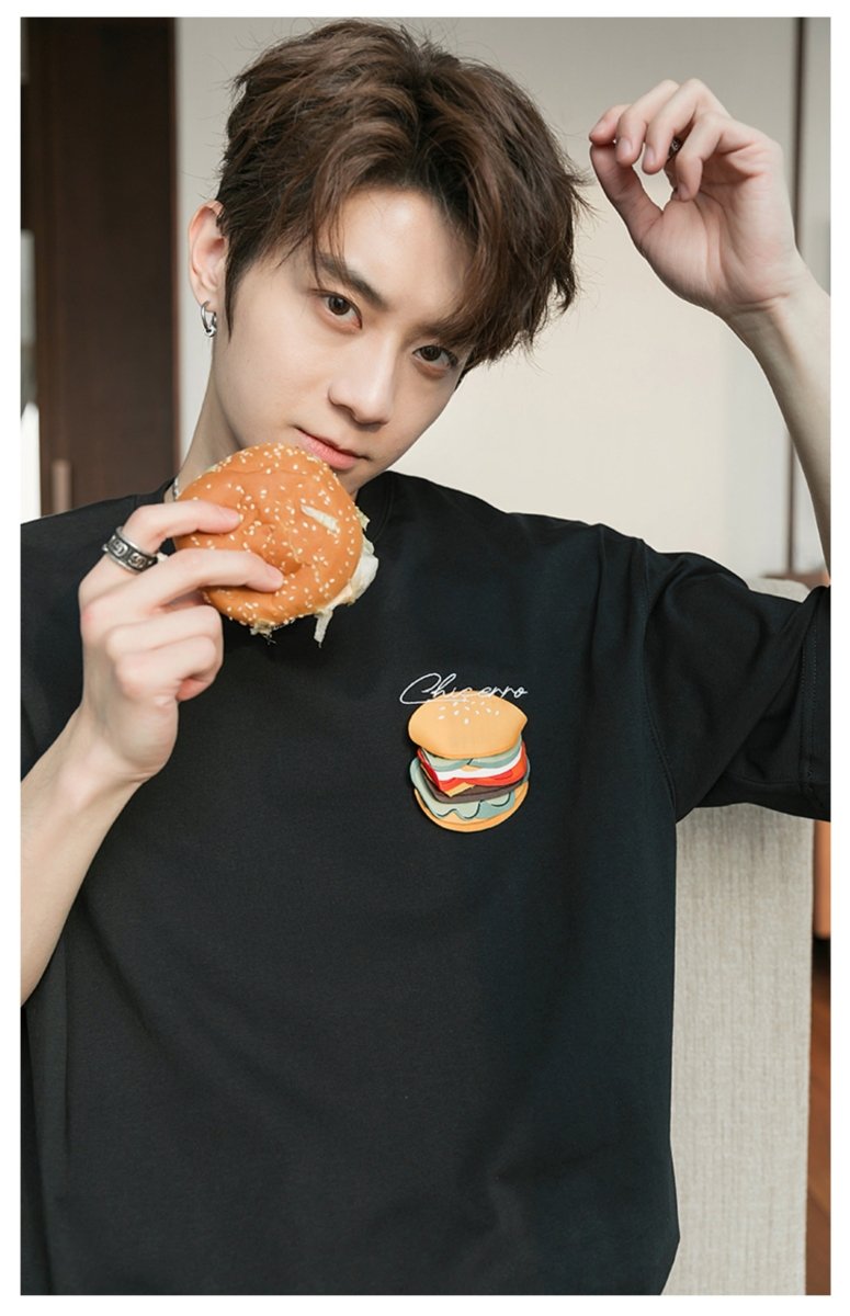 Hamburger print T-shirt OR2814 - ORUN