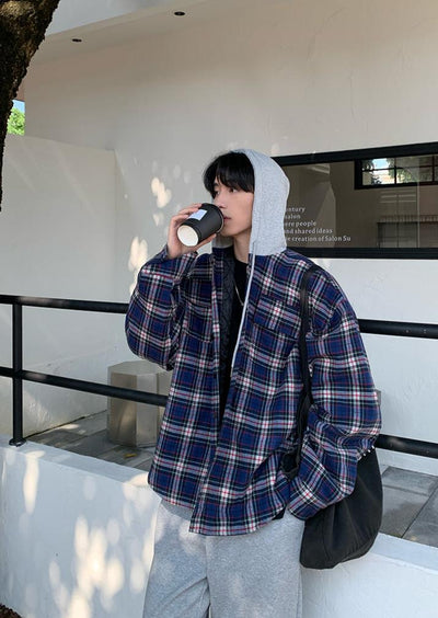 Hooded check outerwear OR3878 - ORUN