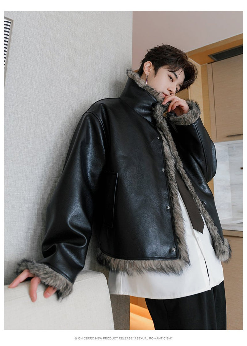 Leather fur jacket OR3833 - ORUN