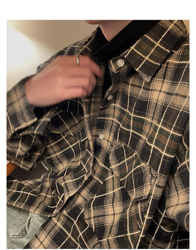 Long sleeve casual plaid shirt OR3974 - ORUN