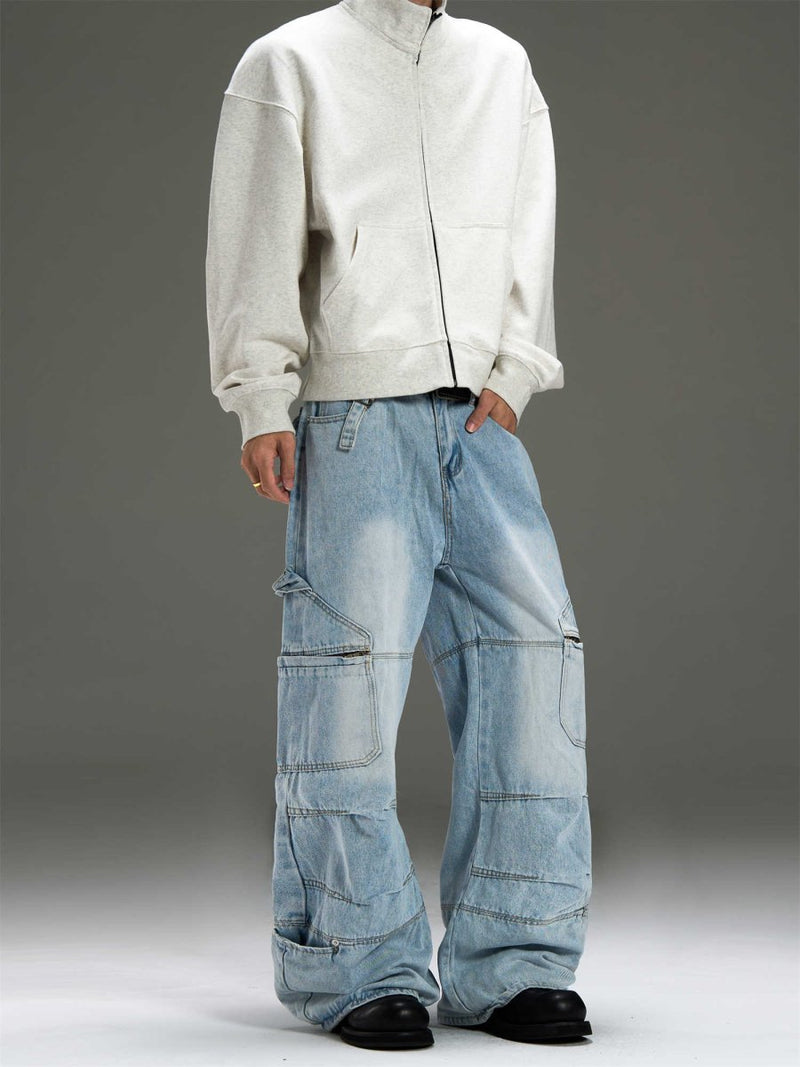 Multi - pocket wide denim pants OR3539 - ORUN