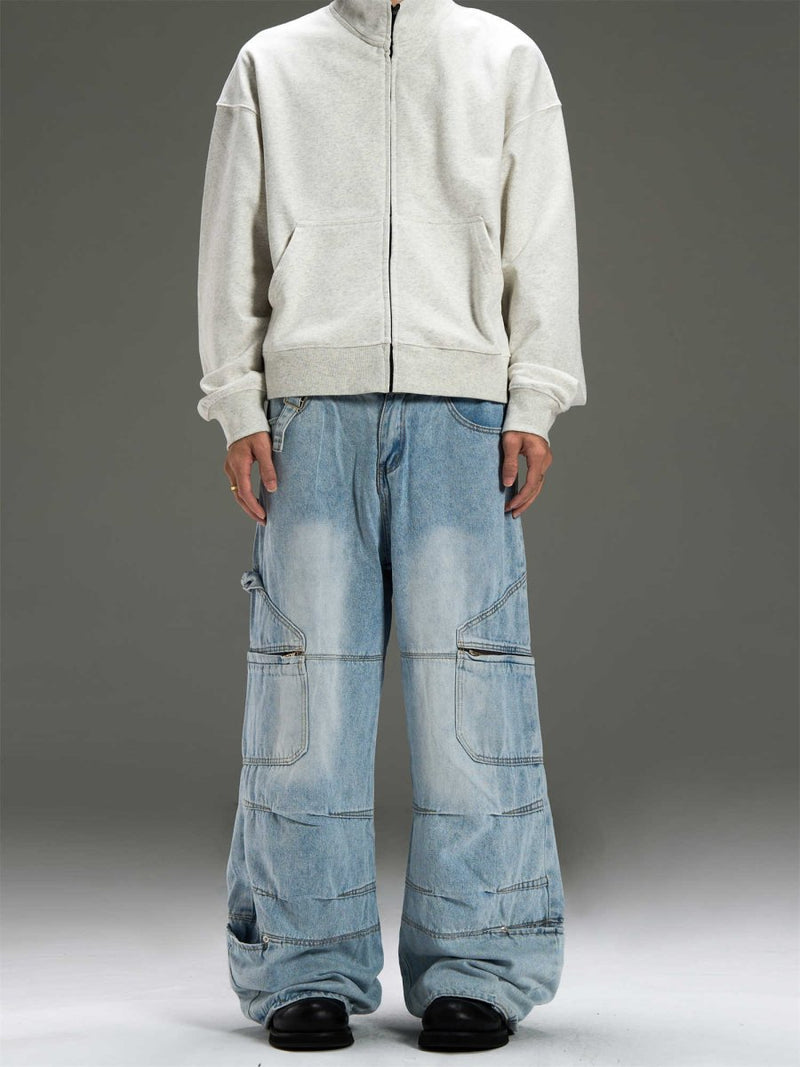 Multi - pocket wide denim pants OR3539 - ORUN