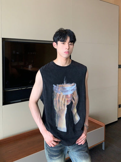 Oil painting sleeveless T - shirt OR3352 - ORUN