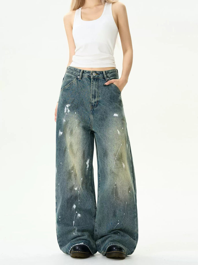 Painted straight denim pants OR4005 - ORUN