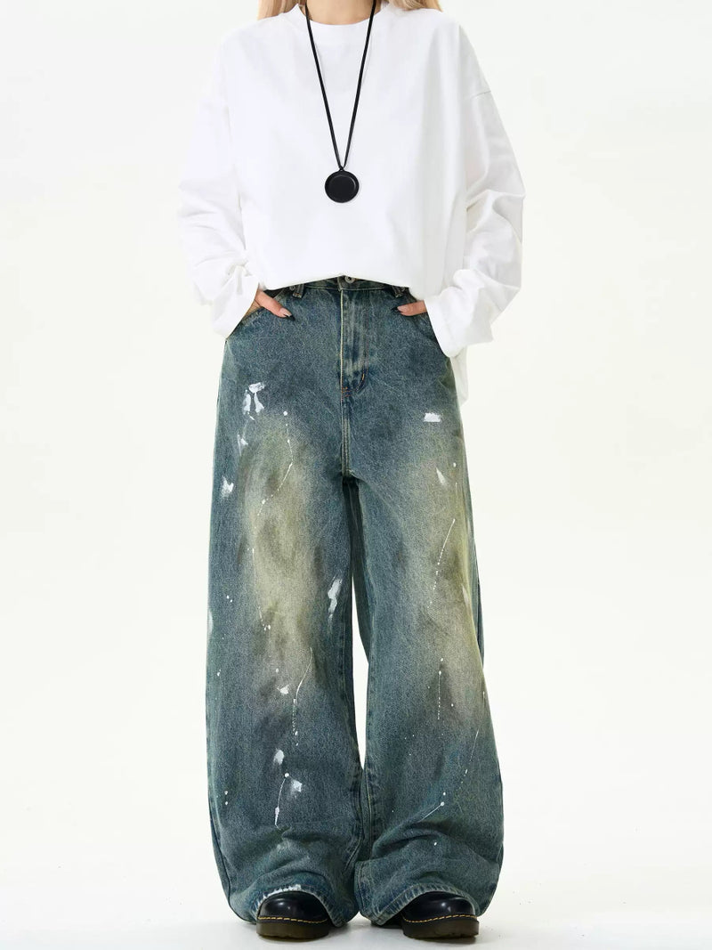 Painted straight denim pants OR4005 - ORUN