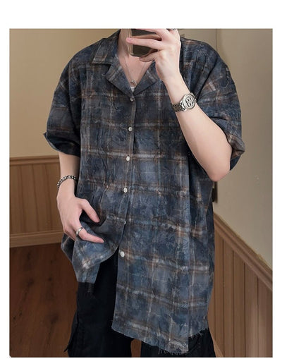 Retro check short sleeve shirt OR2988 - ORUN