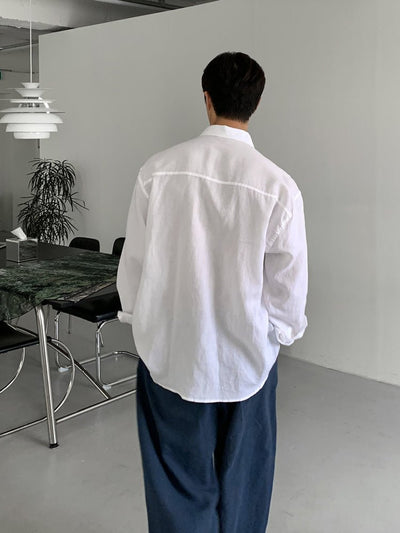 Simple white long sleeve shirt OR3290 - ORUN