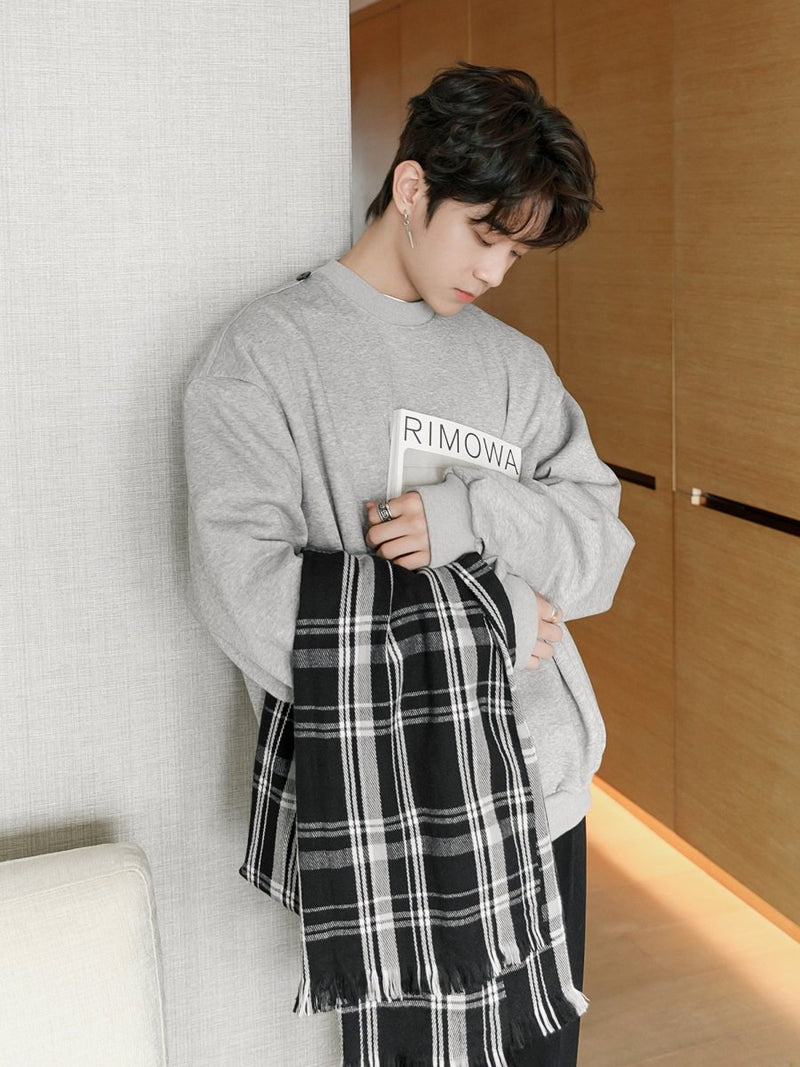 Sweatshirt with check pattern muffler OR3430 - ORUN