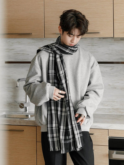 Sweatshirt with check pattern muffler OR3430 - ORUN