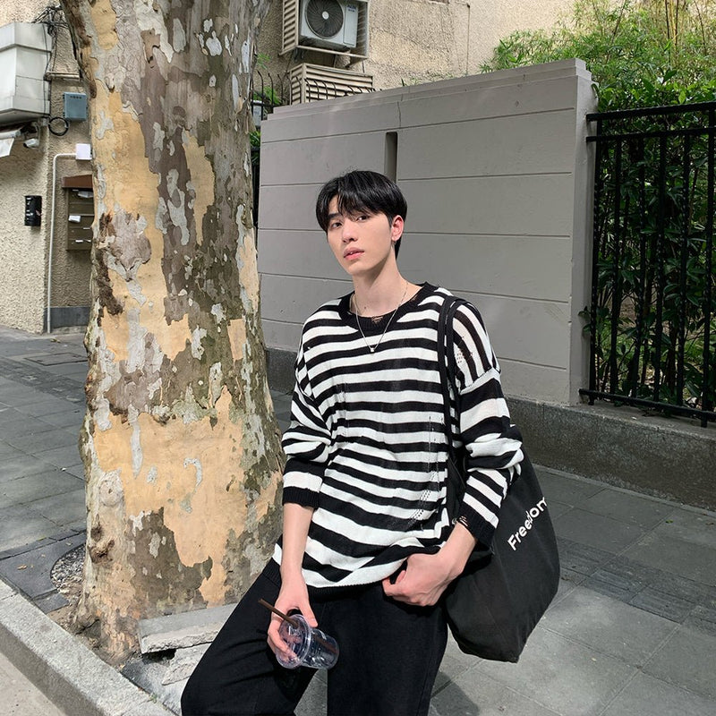 Unisex striped long T - shirt OR3345 - ORUN