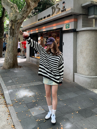 Unisex striped long T - shirt OR3345 - ORUN