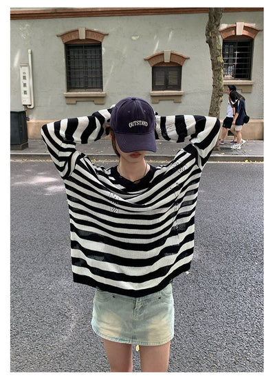 Unisex striped long T - shirt OR3345 - ORUN