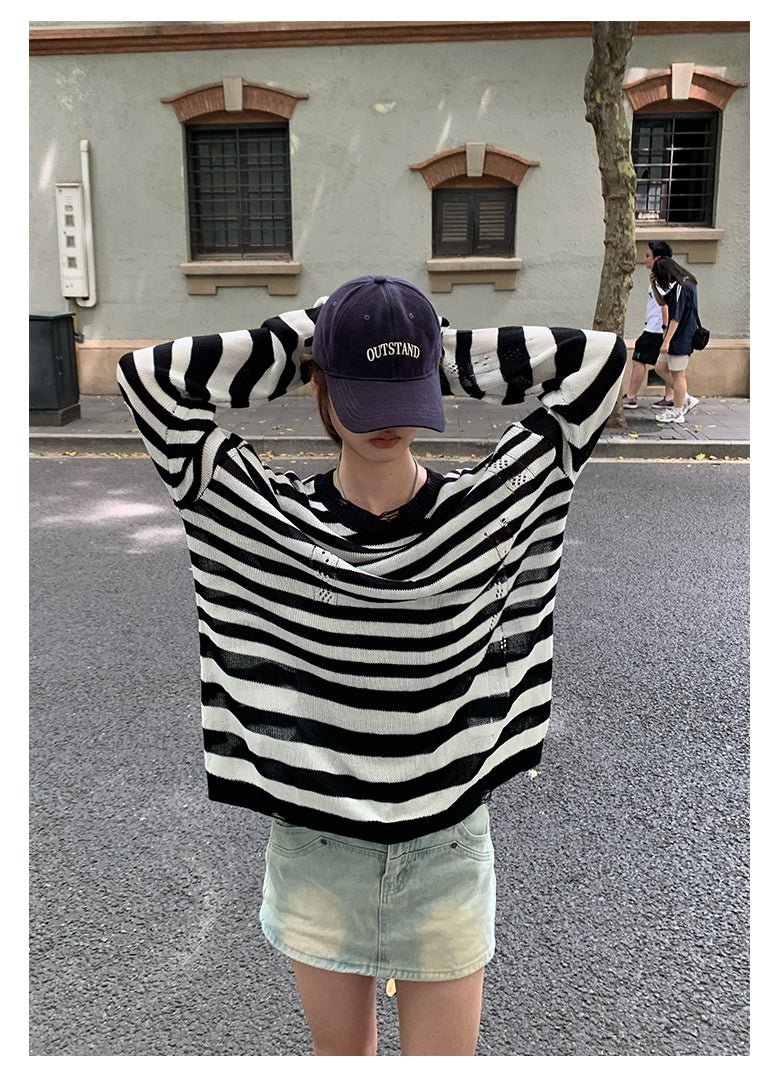 Unisex striped long T - shirt OR3345 - ORUN