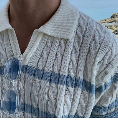 V - neck knit polo shirt OR3273 - ORUN