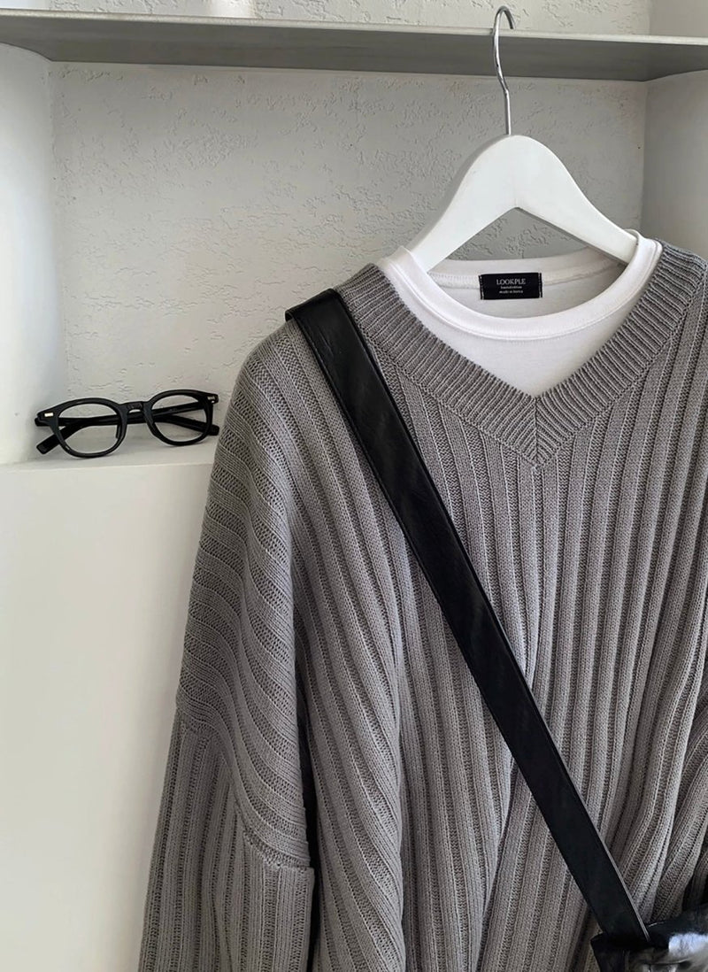 V - neck knit sweater OR3710 - ORUN