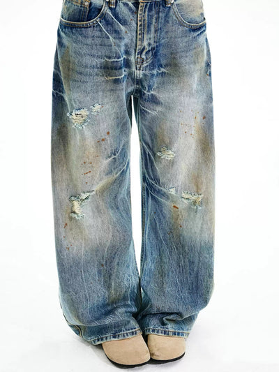 Wide damaged denim pants OR4091 - ORUN