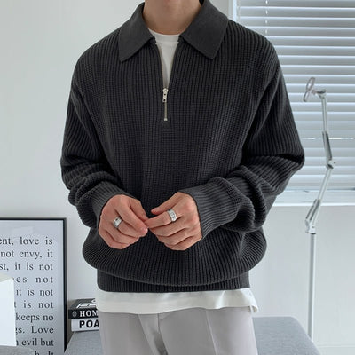 Half zip knit polo sweater or614