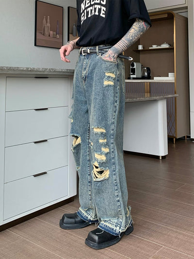 Damage Wide Denim Pants or1219