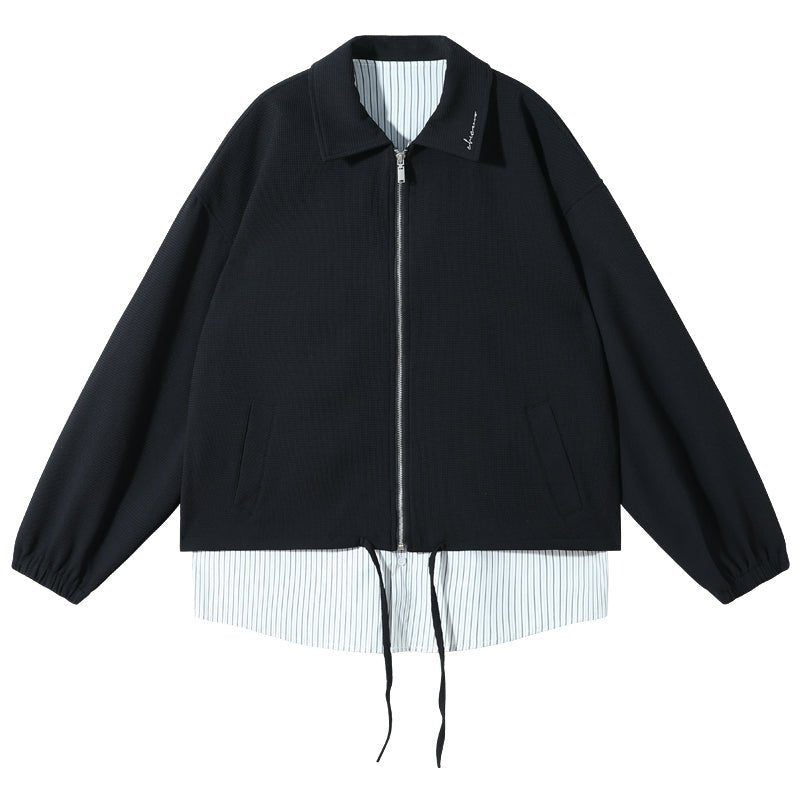 FAKE LAYERED STRIPED SHIRT JACKET OR1106