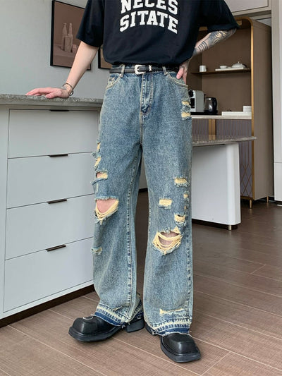 Damage Wide Denim Pants or1219