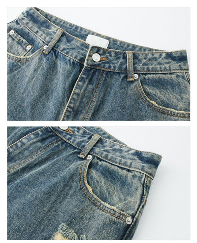 Damage Wide Denim Pants or1219