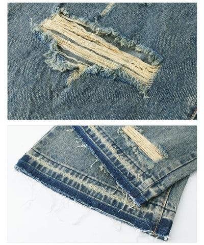 Damage Wide Denim Pants or1219