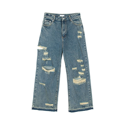 Damage Wide Denim Pants or1219