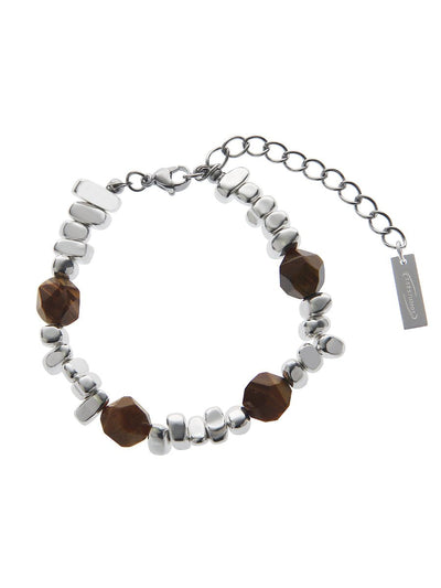 Brown silver stitch bracelet or1630 - ORUN