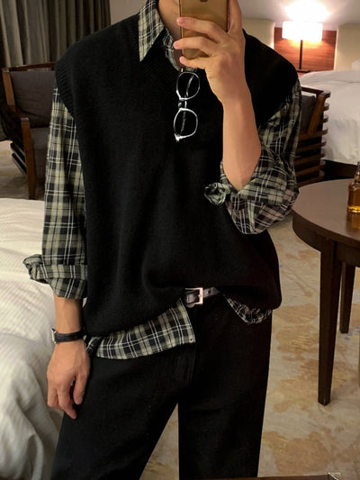 Casual long -sleeved check shirt or2597 - ORUN