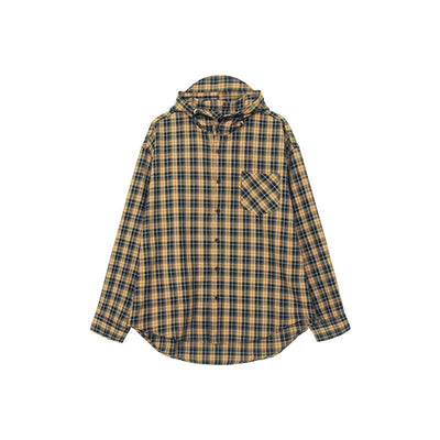 Check pattern hooded shirt or2128 - ORUN