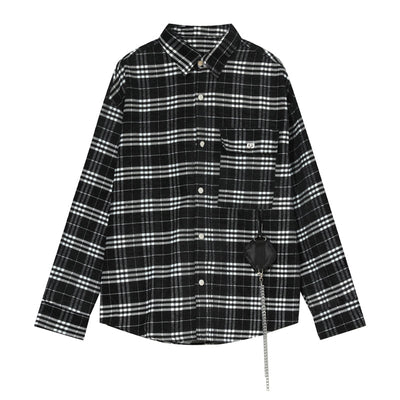 Check pattern long -sleeved shirt or1367 - ORUN