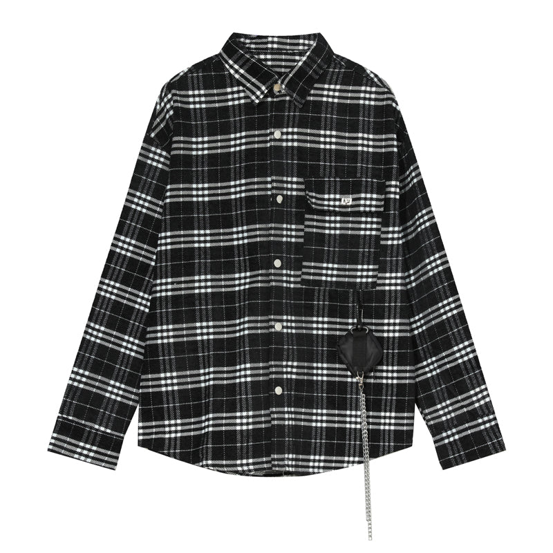 Check pattern long -sleeved shirt or1367 - ORUN