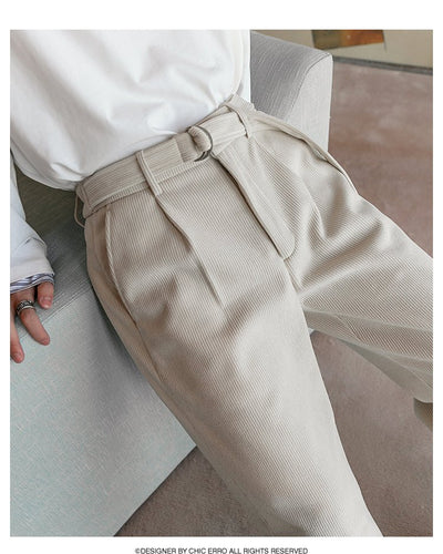 Corduroy Straight Belt Slacks or2354 - ORUN