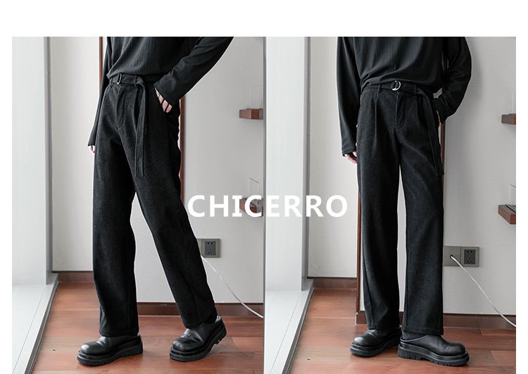 Corduroy Straight Belt Slacks or2354 - ORUN