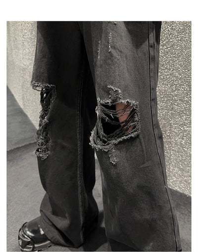 Damage wide denim pants or2698 - ORUN