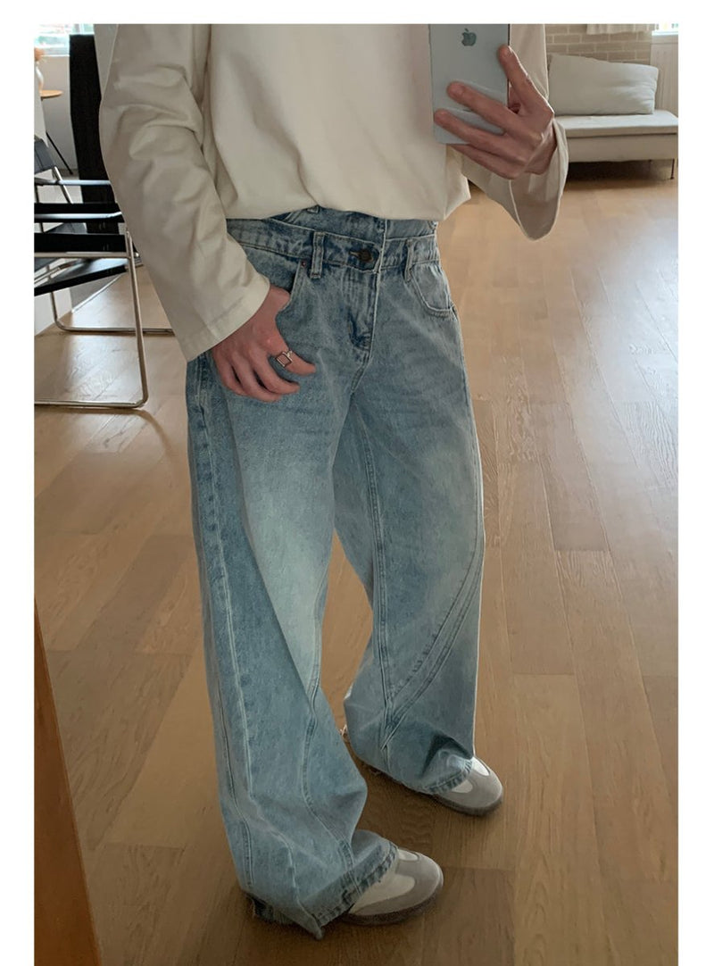 Double waist wide denim pants or2727 - ORUN