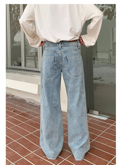 Double waist wide denim pants or2727 - ORUN