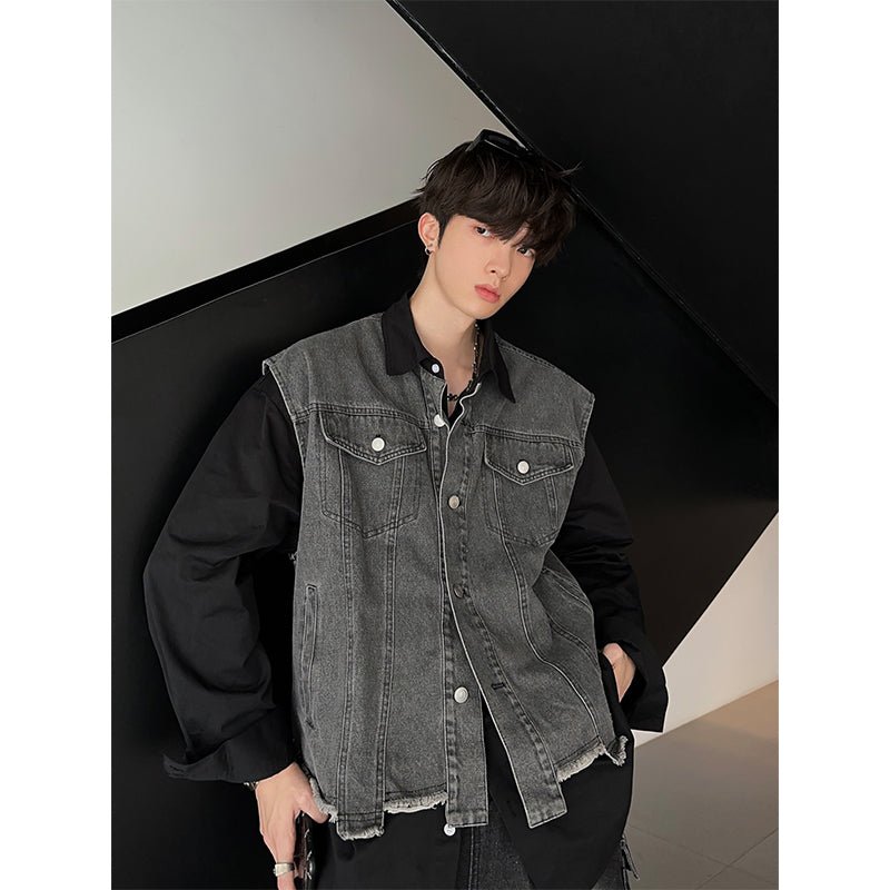 Fake Two Piece Denim Jacket or1928 - ORUN